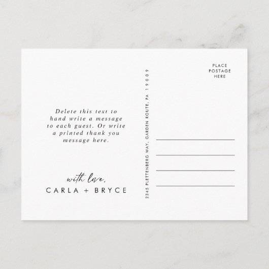 Whimsical Boho Wildflower Wedding Thank You Briefkaart (Achterkant)