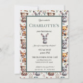 Whimsical Boho Woodland Animals Baby Verjaardag Kaart (Voorkant)