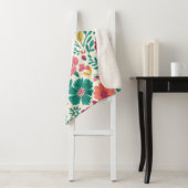 Whimsical Bold Blooms Retro Floral Pattern Sherpa Deken (In situ)