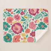 Whimsical Bold Blooms Retro Floral Pattern Sherpa Deken (Voorkant (horizontaal))