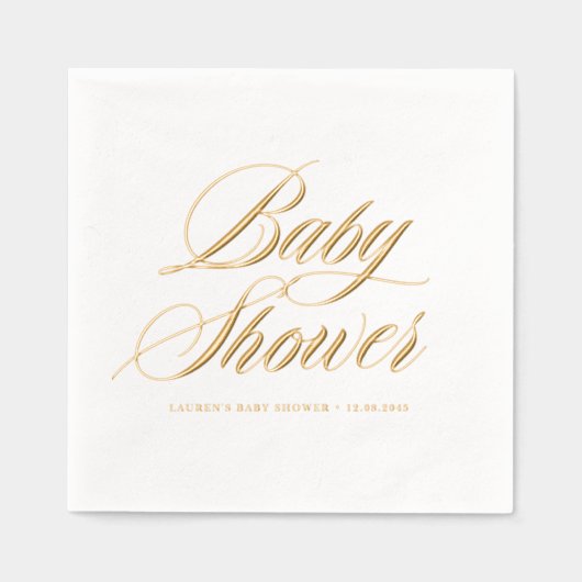 Whimsical Bold Calligraphy Baby shower Folie Servetten (Voorkant)