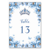 Whimsical Bold Floral Dusty Blue Quinceañera Kaart (Voorkant)