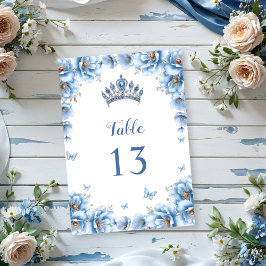 Whimsical Bold Floral Dusty Blue Quinceañera Kaart