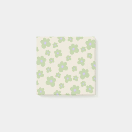 Whimsical Bold Green & Paarse Bloempatroon Post-it® Notes (Voorkant)