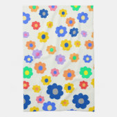Whimsical Bold Kleurrijke Bloemen Retro Vrolijk Theedoek (Verticaal)