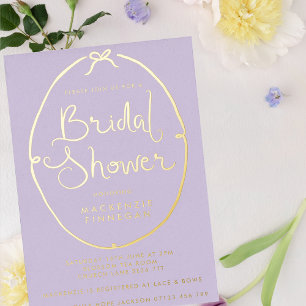 Whimsical Boog Lilac & Goud Bruiloftsborrel Folie Uitnodiging