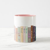 Whimsical Book Girly Bookshelf Tweekleurige Koffiemok (Center)