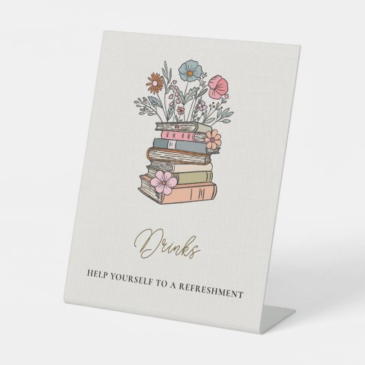 Whimsical Book Theme Baby Shower Drinks Table Reclamebord Met Voetstuk (Voorkant)