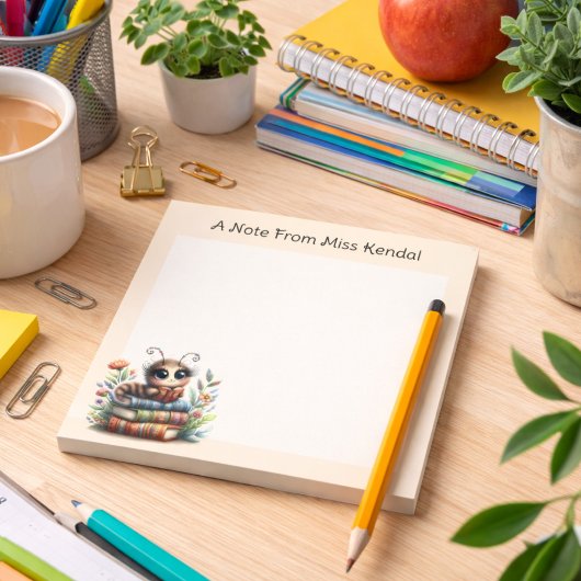 Whimsical Bookworm Peach Notitieblok