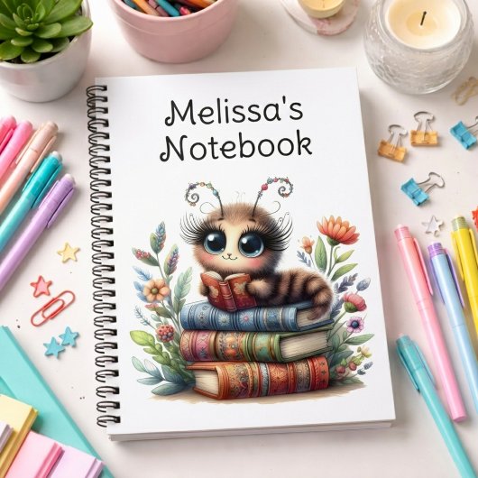 Whimsical Bookworm Spiraalschriftboek Notitieboek