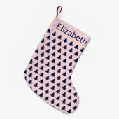 Whimsical Bord Roze Donkerblauw Kerstbomen Naam Kleine Kerstsok (Voorkant (Hangend))