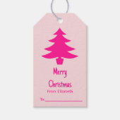 Whimsical Bord Roze en Deep Roze Kerstboom Cadeaulabel (Voorkant)