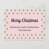 Whimsical Bord Roze en Groene Kerstbomen Feestdagenkaart (Voorkant)