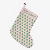 Whimsical Bord Roze en Groene Kerstboom Naam Kleine Kerstsok (Voorkant (Hangend))