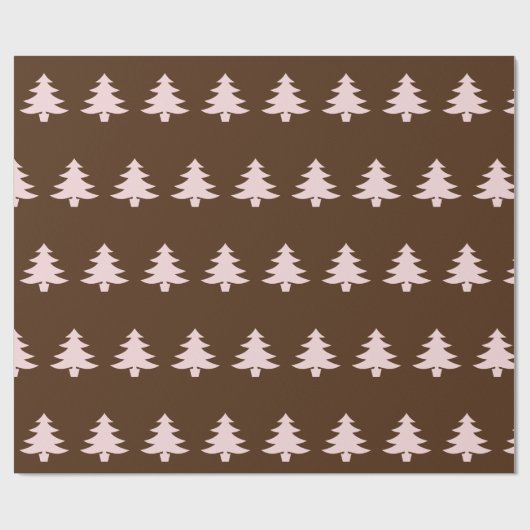 Whimsical Bord Roze Kerstbomen op Bruin Cadeaupapier (Vlak)