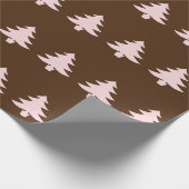 Whimsical Bord Roze Kerstbomen op Bruin Cadeaupapier (Hoek)