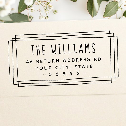  whimsical border return address zelfinktende stempel