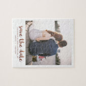 Whimsical Borduur Schrift Foto Bewaar de Datum Kop Legpuzzel (Horizontaal)