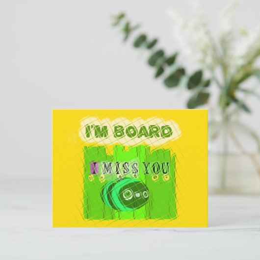 Whimsical Bored maar Thinking of You Briefkaart (Staand voorkant)