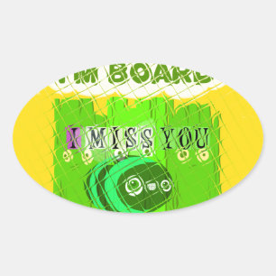 Whimsical Bored maar Thinking of You Ovale Sticker