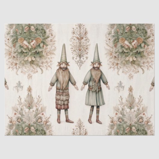 Whimsical Bos Dwergen & Botanisch (1) Tissuepapier (Voorkant)