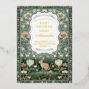 Whimsical Bos Konijn Baby Shower Folie Uitnodiging