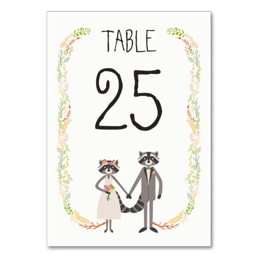 Whimsical Bos Wasberen Rustieke Trouwtafel Kaart (Achterkant)