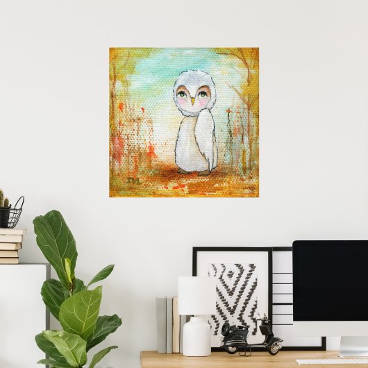 Whimsical Bosdier, Uil Kunst Poster (Thuiskantoor)