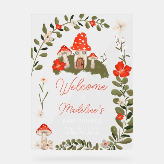 Whimsical bospaddenstoelen bloemenvlees baby showe acryl bord (Voorkant)