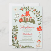 Whimsical bospaddenstoelen bloemenvlees baby showe kaart (Voorkant)