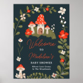 Whimsical bospaddenstoelen bloemenvlees baby showe poster (Voorkant)