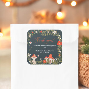 Whimsical bospaddenstoelen bloemenvlees baby showe vierkante sticker