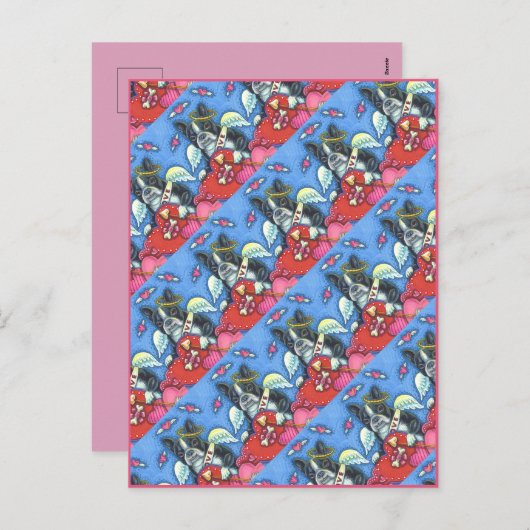 WHIMSICAL BOSTON TERRIER CUPID, CUTE DOG VALENTIJN FEESTDAGENKAART (Voorkant / Achterkant)