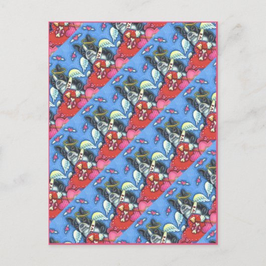WHIMSICAL BOSTON TERRIER CUPID, CUTE DOG VALENTIJN FEESTDAGENKAART (Voorkant)