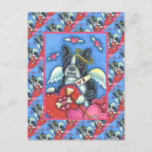 WHIMSICAL BOSTON TERRIER CUPID, CUTE DOG VALENTIJN FEESTDAGENKAART