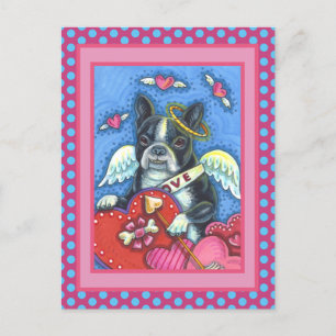 WHIMSICAL BOSTON TERRIER CUPID, CUTE DOG VALENTIJN FEESTDAGENKAART