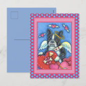 WHIMSICAL BOSTON TERRIER CUPID, CUTE DOG VALENTIJN FEESTDAGENKAART (Voorkant / Achterkant)