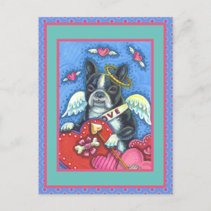 WHIMSICAL BOSTON TERRIER CUPID, CUTE DOG VALENTIJN FEESTDAGENKAART