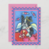 WHIMSICAL BOSTON TERRIER CUPID, CUTE DOG VALENTIJN FEESTDAGENKAART (Voorkant / Achterkant)