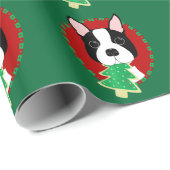 Whimsical Boston Terrier-kerstinpakpapier Cadeaupapier (Rol Hoek)
