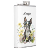 Whimsical Boston Terrier Puppy Dragen Bril Heupfles (Rechts)