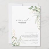 Whimsical Botanical and Gold Wedding Kaart (Voorkant)
