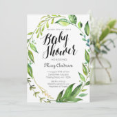 Whimsical Botanical Baby shower Invitation Kaart (Staand voorkant)