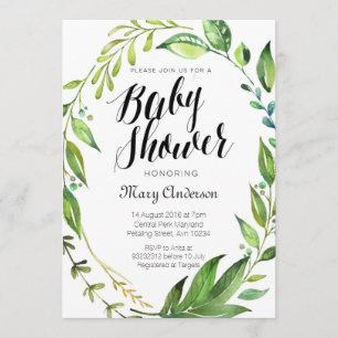 Whimsical Botanical Baby shower Invitation Kaart