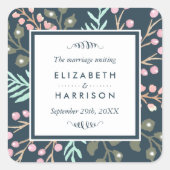 Whimsical Botanical Berry Bruiloft gunst Vierkante Sticker (Voorkant)