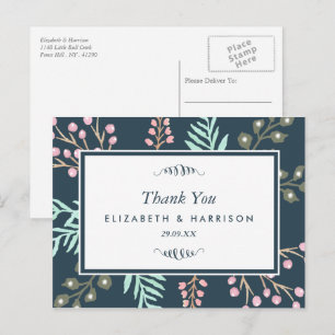 Whimsical Botanical Berry Wedding Bedankt Briefkaart