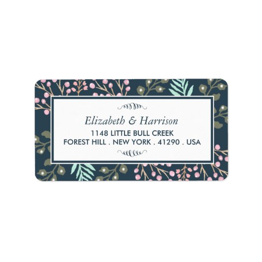 Whimsical Botanical Berry Wedding Etiket (Voorkant)
