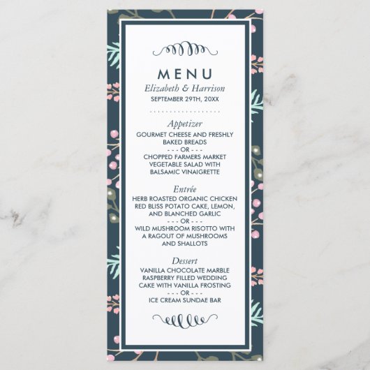 Whimsical Botanical Berry Wedding Menu (Voorkant)