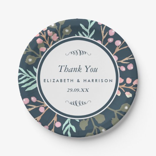 Whimsical Botanical Berry Wedding Papieren Bordje (Voorkant)