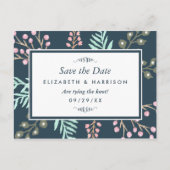 Whimsical Botanical Berry Wedding Save the Date Aankondigingskaart (Voorkant)